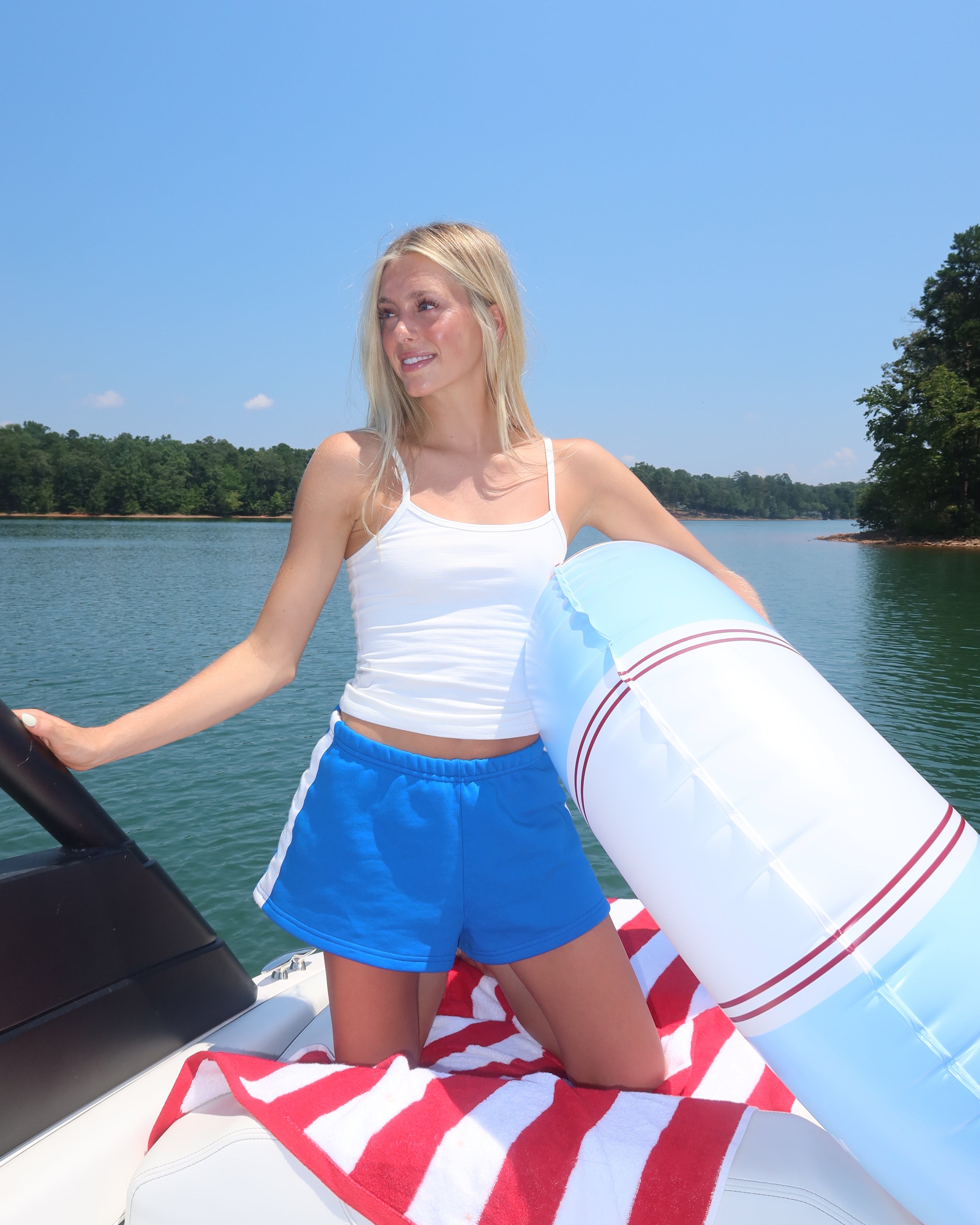 Lake Blue Side Stripe Shorts