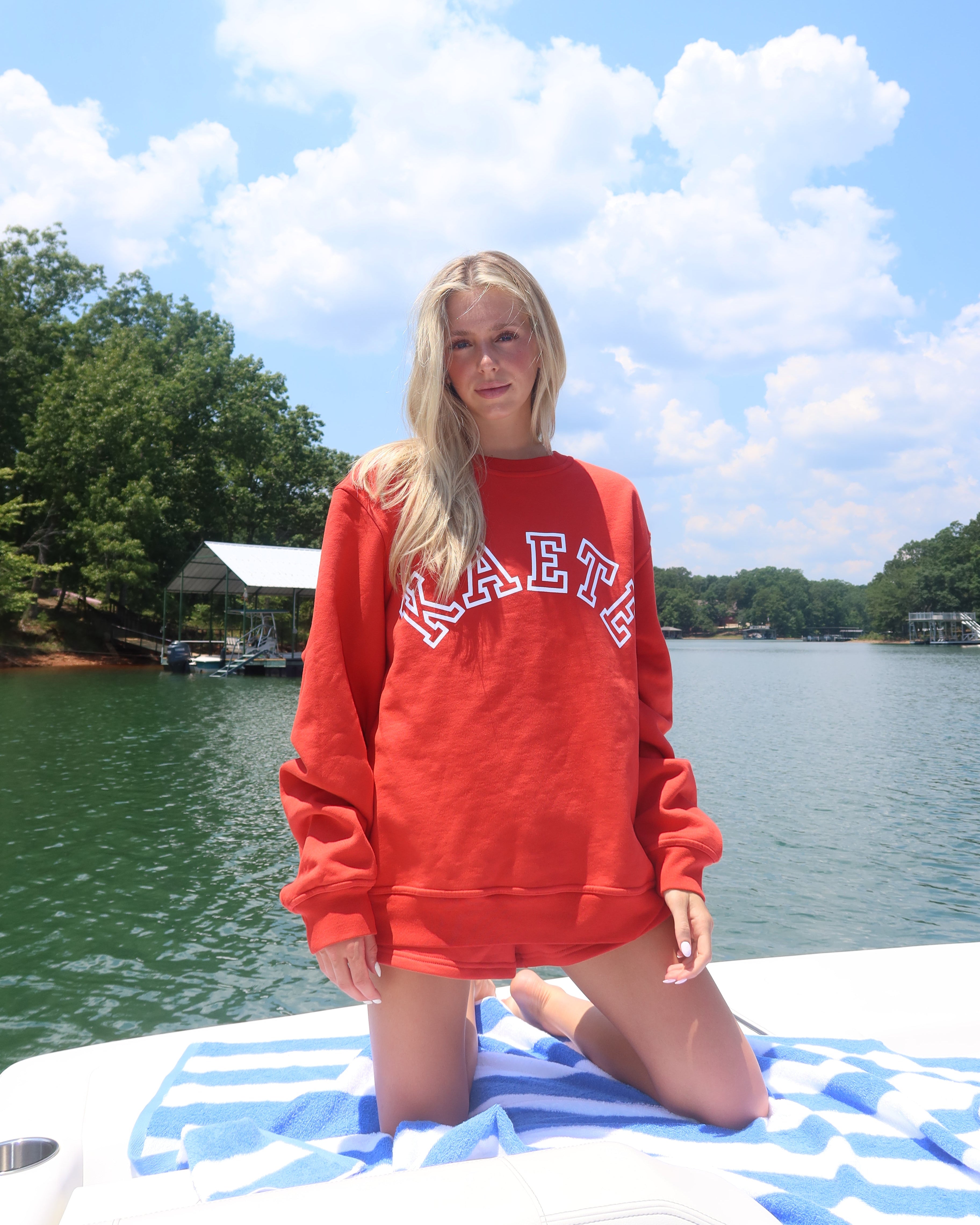 Cherry Red Varsity Crewneck