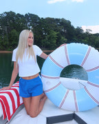 Lake Blue Side Stripe Shorts